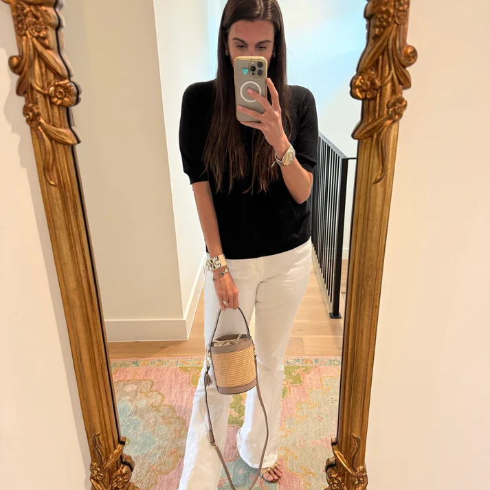 White Raffia Bucket Bag - Image 5