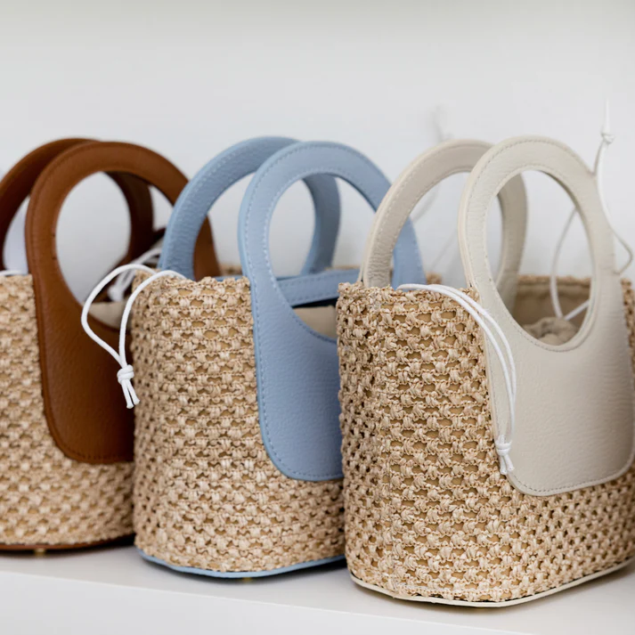 Brown Raffia Circle Mini Tote - Image 2
